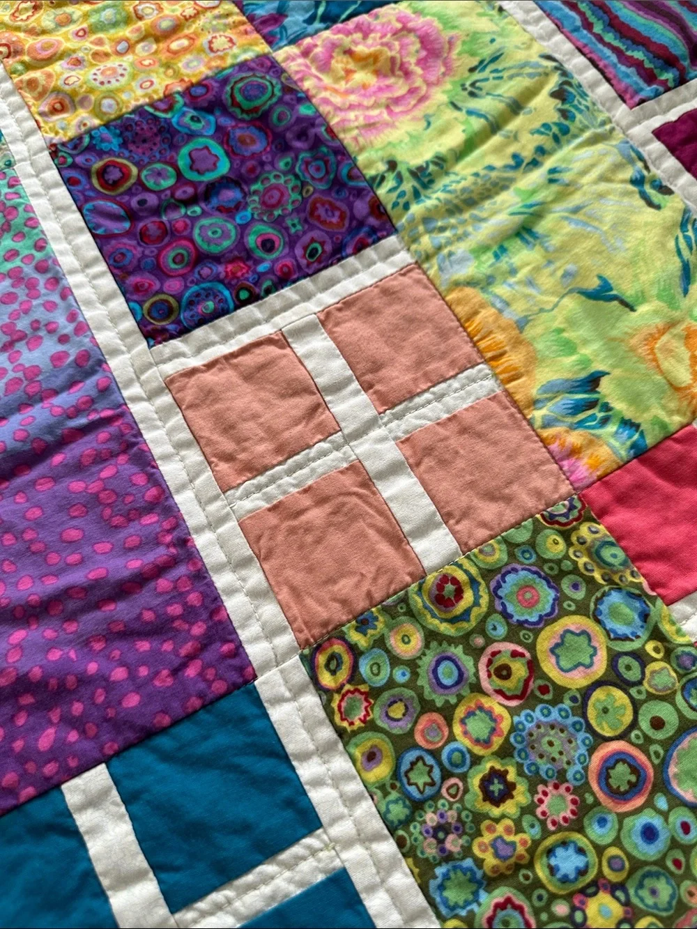 Handmade Colorful Patchwork Quilt - Multicolor Window